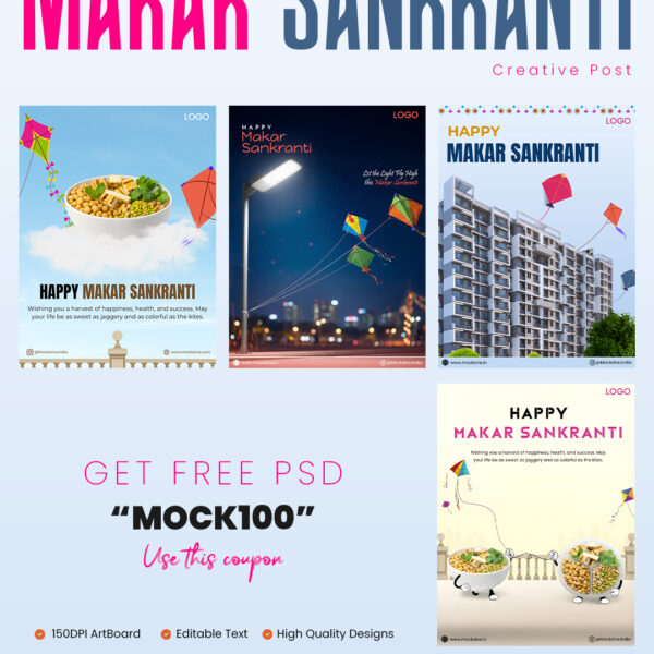 Makar Sankranti Creative Social Media Post PSD | Editable Festival Design