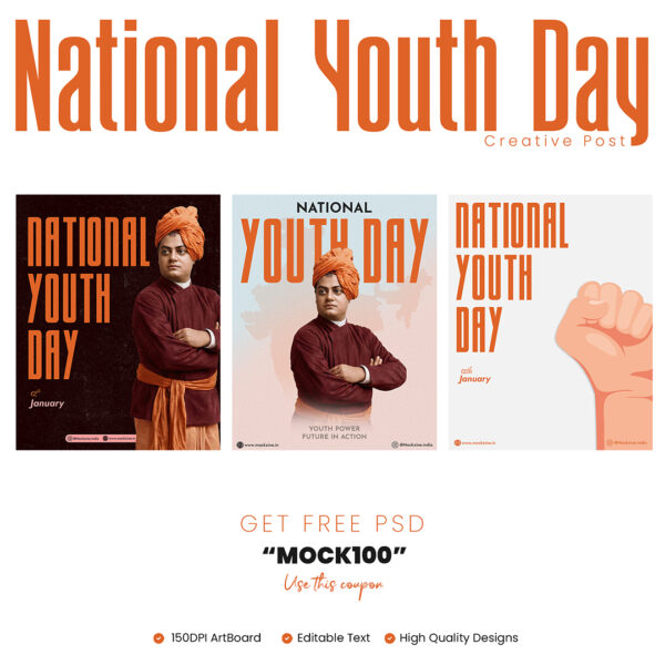 National Youth Day Creative Social Media Post PSD